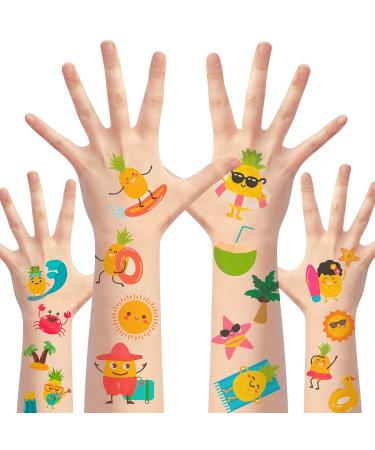 Summer Pineapple Temporary Tattoo for Kids - Flamingo Swim Ring Non-toxic Stickers - Waterproof Body Sticker Art for Beach Party - Boys & Girls - Buy Online on GoSupps.com