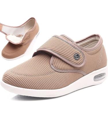 QDCHOME Extra Wide Shoes for Women with Adjustable Closure Lightweight Diabetic Edema Arthritis Plantar Fasciitis Swollen Feet6.5 US 36 EU Gelb