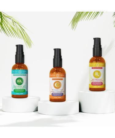 NUVA SKIN Anti Aging Serum Set - Vitamin C, Retinol, Hyaluronic Acid - 3 Pack Face Serum for Women and Men - Skin Care Regimen - 1 Fl Oz - Buy Online on GoSupps.com