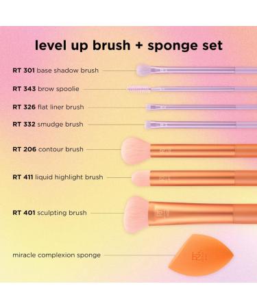 Real Techniques Level Up Brush And Sponge Kit - Professional 8 Piece Set for Makeup Blending with Synthetic Bristles - Buy Online on GoSupps.com