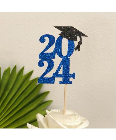 48-Pack Glitter Blue 2024 Graduation Cupcake Toppers Cupcake Toppers Cake Toppers for 2024 Graduation Party Decorations - Buy Online on GoSupps.com
