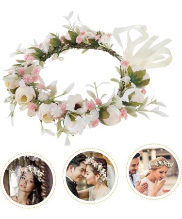 Holibanna Wreath Flower Hair Band Photo Props Headpiece for Women Retro Leaves Women Floral Boho Wedding Decor Garland Wedding Headdress Headband Fabric Travel European and American White One Size White - Buy Online on GoSupps.com