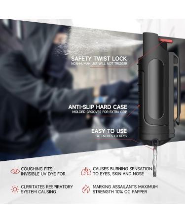 AIMHUNTER Pepper Spray - Multiple Colors, 10-12-Foot Range, 25 Bursts, Black - Buy Online on GoSupps.com