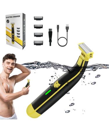 Full Body Washed Wet and Dry Shaver Men's Electric Shaver Full Body Wash Shave Electric Waterproof Rotary Facial Shaver/Body Shaver/Beard Trimmer for Men (1PC)-Model #12 Black