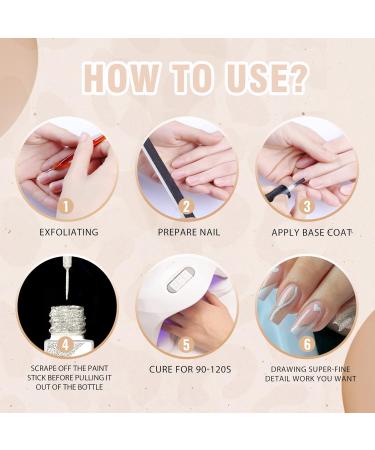 Rechoo 6Pcs Gel Nail Set Dark Red Nude & Glitter UV Gel Liner | Nail Art Colors for Stunning Designs | 8ml Gel Polish for Perfect Nail Art - Buy Online on GoSupps.com
