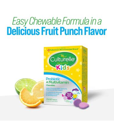 Culturelle Kids Probiotic + Complete Multivitamin Chewable For Kids Ages 3+ 30 Count Digestive Health Oral Health & Immune Support - With 11 Vitamins & Minerals including Vitamin C D3 & Zinc 30 Count (Pack of 1) - Buy Online on GoSupps.com