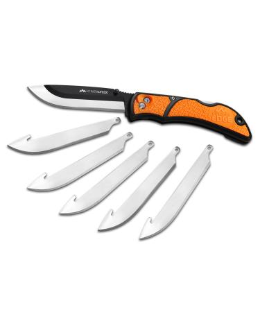Outdoor Edge 3.5" RazorLite EDC - Replaceable Blade Folding Knife with Pocket Clip and One Hand Opening for Everyday Carry (Orange, 6 Blades) Orange (6 Baldes)