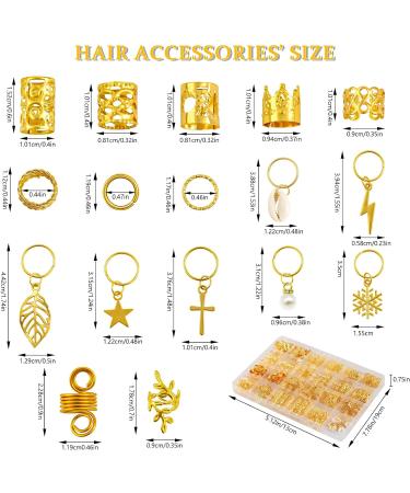 JOISHOP 245pcs Hair Jewellery for Braids Gold Braid Beads Gold Hair Cuffs Charms Rings for Girl Women Men Hair Braids Decoration Party Music Festival - Buy Online on GoSupps.com