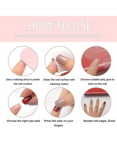 Gradient Purple Press On Nails - Short Square False Nails with Black French Tips | Glossy Full Cover Acrylic Nail Kit for Women & Girls - 24Pcs - Buy Online on GoSupps.com