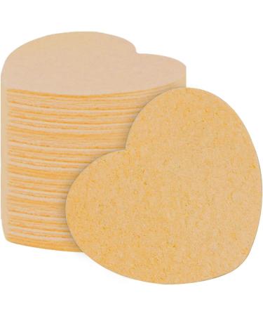 Compressed Facial Sponges | Heart Shape Natural Cosmetic Spa Sponges Cellulose Facial Sponges for Facial Washing Pore Cleaning Scrubber Bathing Household Skin Color - Buy Online on GoSupps.com