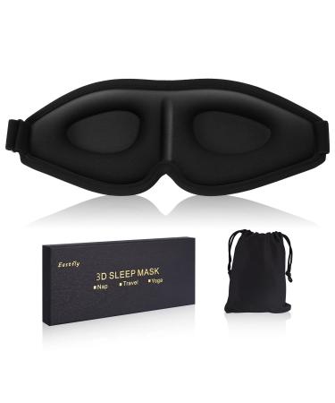 Sleeping Eye Mask for Men and Women Eye Mask Full Block Out Light No Eye Pressure Soft Breathable Deep Eye Socket with Adjustable Straps Suitable for Travel Nap Yoga Black