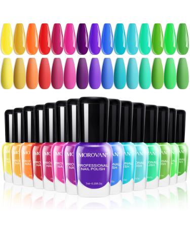 Morovan 15 Bright Color 0.25oz Air Quick Dry Nail Polish Gift Set for Women