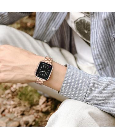 OMIU Thin Band Compatible with Apple Watch - Premium Stainless Steel Metal Replacement Wristband for iWatch 38mm/40mm/41mm - Rose Gold - Adjustable Strap for Women and Men - Buy Online on GoSupps.com