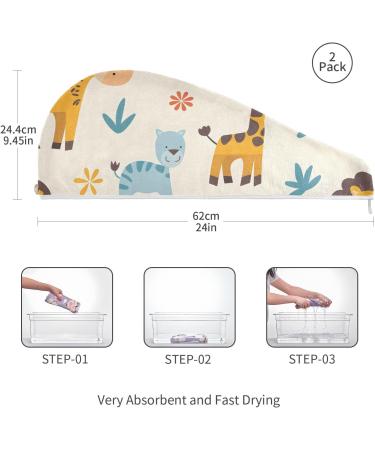 Clever Animals Hair Towel 2 Pack | Super Absorbent Quick Dry Hair Turbans for Women & Girls - Buy Online on GoSupps.com