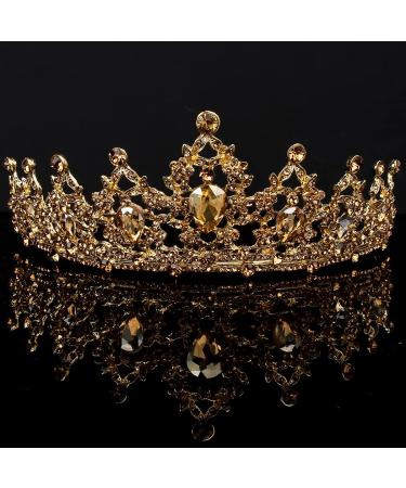 AOPRIE Artemis Champagne Gold Tiara - Crystal Hair Accessories for Women, Little Girls - Perfect for Wedding, Prom, Birthday, Halloween - Gift for Christmas - Buy Online on GoSupps.com