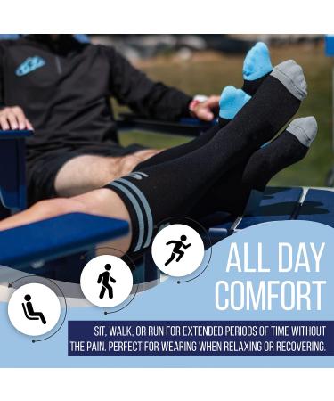 SB SOX Compression Socks (20-30mmHg) for Men & Women - X-Large Two Stripes (Black/Gray) - Buy Online on GoSupps.com
