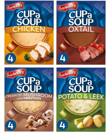Instant Soup Bundle with Cup a Soup Chicken Potato & Leek Oxtail and Mushroom (Pack of 4 - Total of 16 Sachets) - Buy Online on GoSupps.com