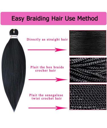 Purple Pre-Stretched Braiding Hair 26 Inch, Pack of 8 - Professional Easy Hot Water Setting Synthetic Fiber Braiding Hair - Buy Online on GoSupps.com