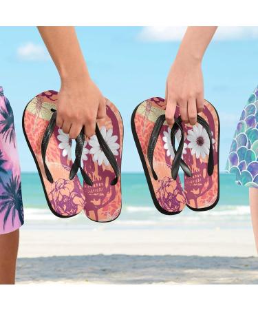 Mnsruu Red Flowers Dragonfly Flip Flops - Stylish Travel Home Hotel & Spa Footwear for Women & Men (XS Size) - Buy Online on GoSupps.com