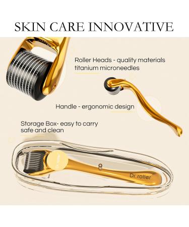Dr.roller Derma Roller Derma Roller Hair Growth Men and Women Beard Roller for Growth 0.5mm Dermaroller Microneedling Roller for Wrinkles Stretch Marks Acne Spot Hair Loss (Gold) Gold 0.5MM - Buy Online on GoSupps.com