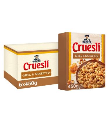 QUAKER Cruesli C r ales Miel et Noisette - Lot de 6x450g Noisette et Miel 450 g (Lot de 6)