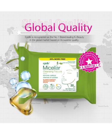 Epielle Micellar Makeup Cleansing Wipes - Gentle, Hypoallergenic, Alcohol-Free - 30 Towelettes per Pack (4 Pack) - Perfect Beauty Stocking Stuffers! - Buy Online on GoSupps.com