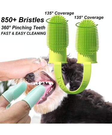 Dual Finger Toothbrush for Dogs 2 Packs Dog Toothbrush Kit 360 Surround Bristles For Easy Teeth Cleaning Double-Finger Toothbrush Dental Care For Puppies Cats And Small Pets - Buy Online on GoSupps.com