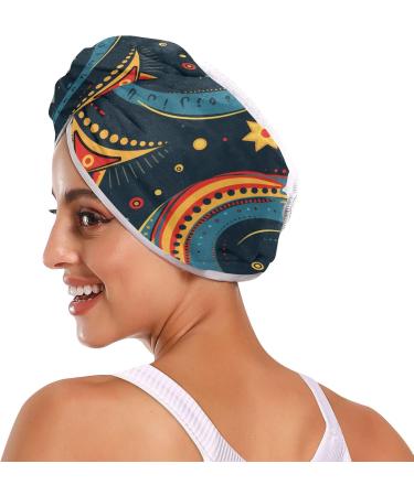 Buy Ethnic Moon Stars Sun Hair Towel 2 Pack - Super Absorbent Quick Dry Hair Turbans for Women & Girls - Perfect Hair Drying Solution - Buy Online on GoSupps.com