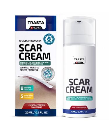 TRASTA MEDICA Scar Removal Cream   Scar Cream for Surgical Scars  Stretch Marks  New & Old Scars  Acne Scars  C-Section  Burns   All Natural Anti Scar Removal Cream with Vitamin E  Retinol  Allantoin