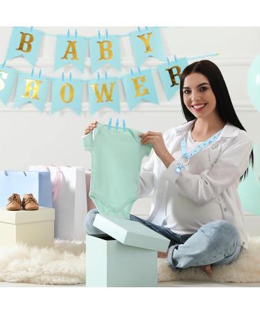 48 Pieces Baby Shower Decorations 24 Plastic Pacifiers and 24 Mini Clothes Pins Transparent Baby Showers Pacifiers Necklace Baby Girl Boy Pacifier Necklace for Party Favor Plastic Clothespins (Blue) - Buy Online on GoSupps.com