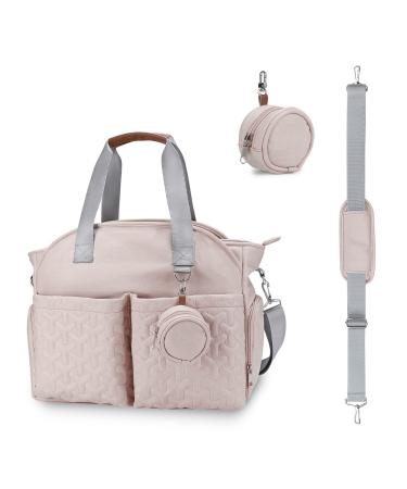 SONARIN Multifunctional Stylish Baby Nappy Changing Tote Bag Large Capacity Waterproof Baby Changing Bag Satchel Messenger Bag Portable Travel Diaper Bag with Pacifier Bag(Pink)