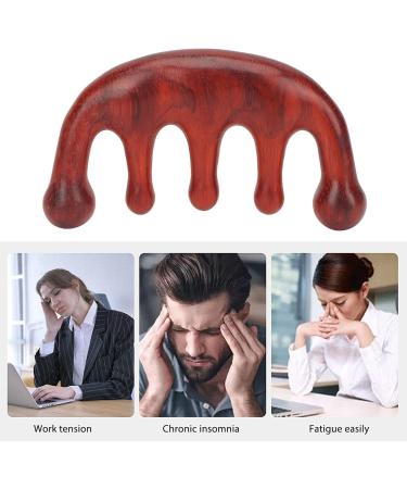 Gientan Scalping Massage Comb - 5 Teeth Sandalwood Gua Sha for Portable Meridian Massage - Buy Online on GoSupps.com
