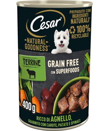 Cesar Natural Goodness Wet Food for Dogs with Lamb and Vegetable Flavor 6 cans of 400 g Total 2.4 kg