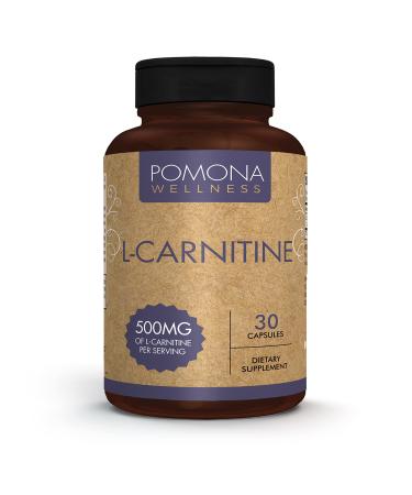 Pomona Wellness L-Carnitine, Helps Boost Metabolism, Supports Cognitive Health Cardiovascular Functions and Metabolic Health, 500mg Per Serving, Non-GMO, 30 Capsules