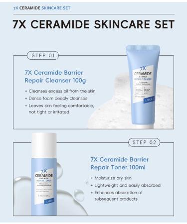 Ceramide 7-Pack Ceramide Skin Barrier Repair Kit to Strengthen Damaged Skin | Women's Daily Cleansing & Skin Care for Dryness Fine Lines & Texture - Buy Online on GoSupps.com