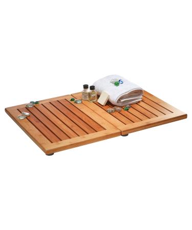 Bamboo Shower Mat - Wood Bath Mat, Outdoor Shower Mat - Foldable, Non-Slip & Elegant Bamboo Floor Mat, 18 x 24 Inches