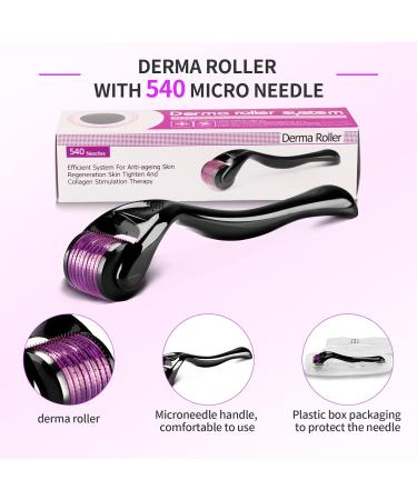 Dermaroller 0.25 mm Needles - 540 Titan Microneedle for Skin Regeneration Facial Care Hair Growth & Beard Stimulating | Reduce Hair Loss - Buy Online on GoSupps.com