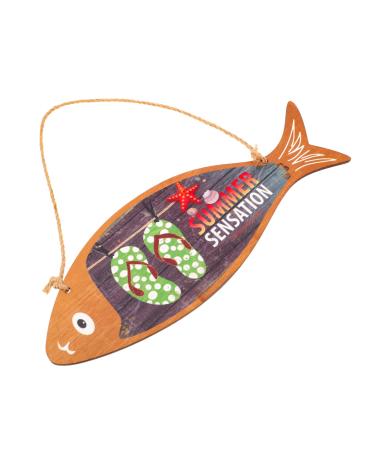 GRIRIW Wooden Coat Hangers Ocean Fish Door Hanging Seaside Hawaii Beach Wooden Fish Wood Coat Hangers 35X12 Assorted Color 2