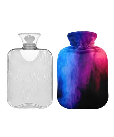 Hot Water Bottle 2L Smoke on Black Hot Water Bottle Soft Plush Cover Hand Feet Warmer for Kids Men Women