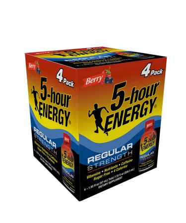 5-hour ENERGY Shot, Regular Strength, Berry, 1.93 oz, 4 Pack Berry 1.93 Fl Oz (Pack of 4)