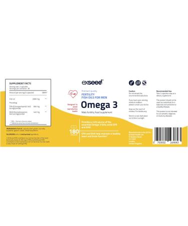  ExSeed ExSeed Health Men's Dietary Supplement - Omega 3-3 Months (x3 Bottles) - 60 Capsules Per Bottle - Fish Oils for Men - Promote - Buy Online on GoSupps.com