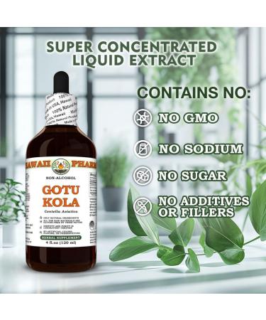Gotu Kola (Centella Asiatica) Dry Leaf Glycerite Made in Hawaii Organic Raw Materials All Natural Vegan Lab Tested Alcohol-Free Liquid Extract - 4 fl.oz 4 Fl Oz (Pack of 1) - Buy Online on GoSupps.com
