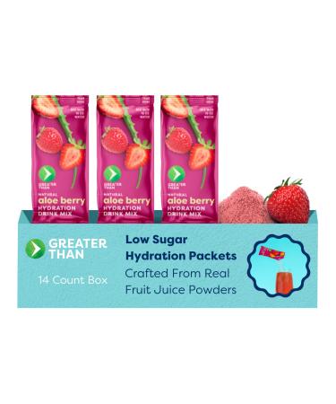 Greater Than Electrolyte Powder Packets, Hydration Drink Mix with Organic Coconut Water, Natural Strawberry Juice, Electrolytes Supplement, No Added Sugar, Gluten Free, Non GMO, Aloe Berry, 14 Pack