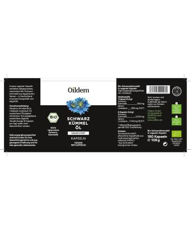 Oildem Organic Black Cumin Oil Capsules Vegan Unfiltered No Heat - Buy Online on GoSupps.com
