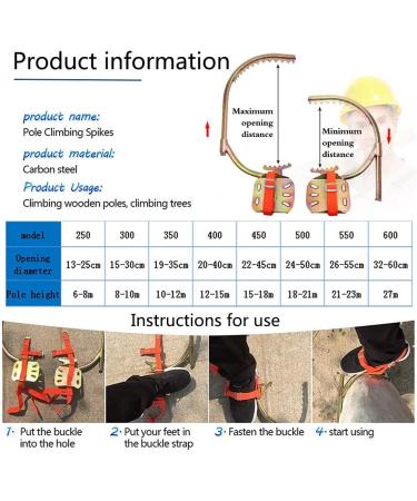 Zwjabyy Crampons & Tree Climbing Equipment Set - Safety Climbing Spikes Iron Tree Booths & Forest Accessories | Model 550 - Buy Online on GoSupps.com