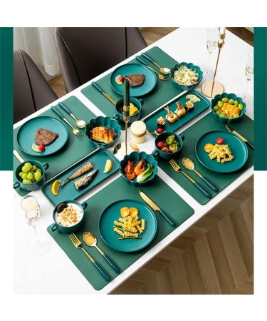 Round Tableware Western Food Platter Steak Knife and Fork Plate Placemat Napkin Combination Set Kitchenware As shown A
