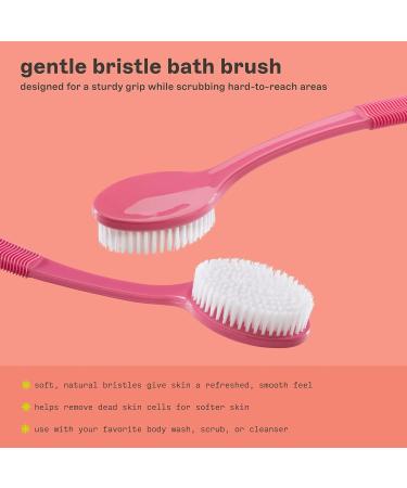 Freeman Gentle Bristle Bath Brush - Soft & Stiff Shower Bristles - Long Rubber Handle - Exfoliates Skin for Back & Body - Stimulates Blood Circulation - 1 Count - Buy Online on GoSupps.com