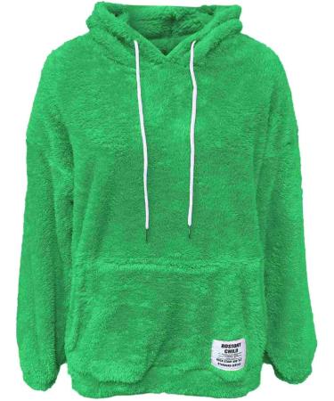 Shop Hanxiulin Oversized Plush Jacket - Women's Warm Lined Winter Parka & Light Outdoor Coat in Green - Buy Online on GoSupps.com