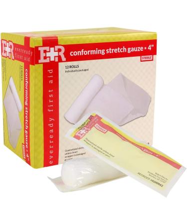 Ever Ready First Aid 4 Sterile Conforming Gauze Roll Bandage - 8 Boxes of 12 Pcs (96 Count)