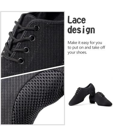 SWDZM Lace-up Ballroom Dance Shoes for Men & Women, Model MF2805, Black, 3.5cm Split Suede Sole - Size 7.5 - Buy Online on GoSupps.com